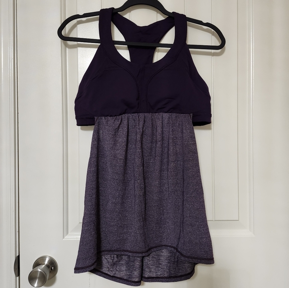 Lululemon 2-In-Run Tank Heathered Deep Zinfandel / Deep Zinfandel Size 12 - Picture 3 of 10